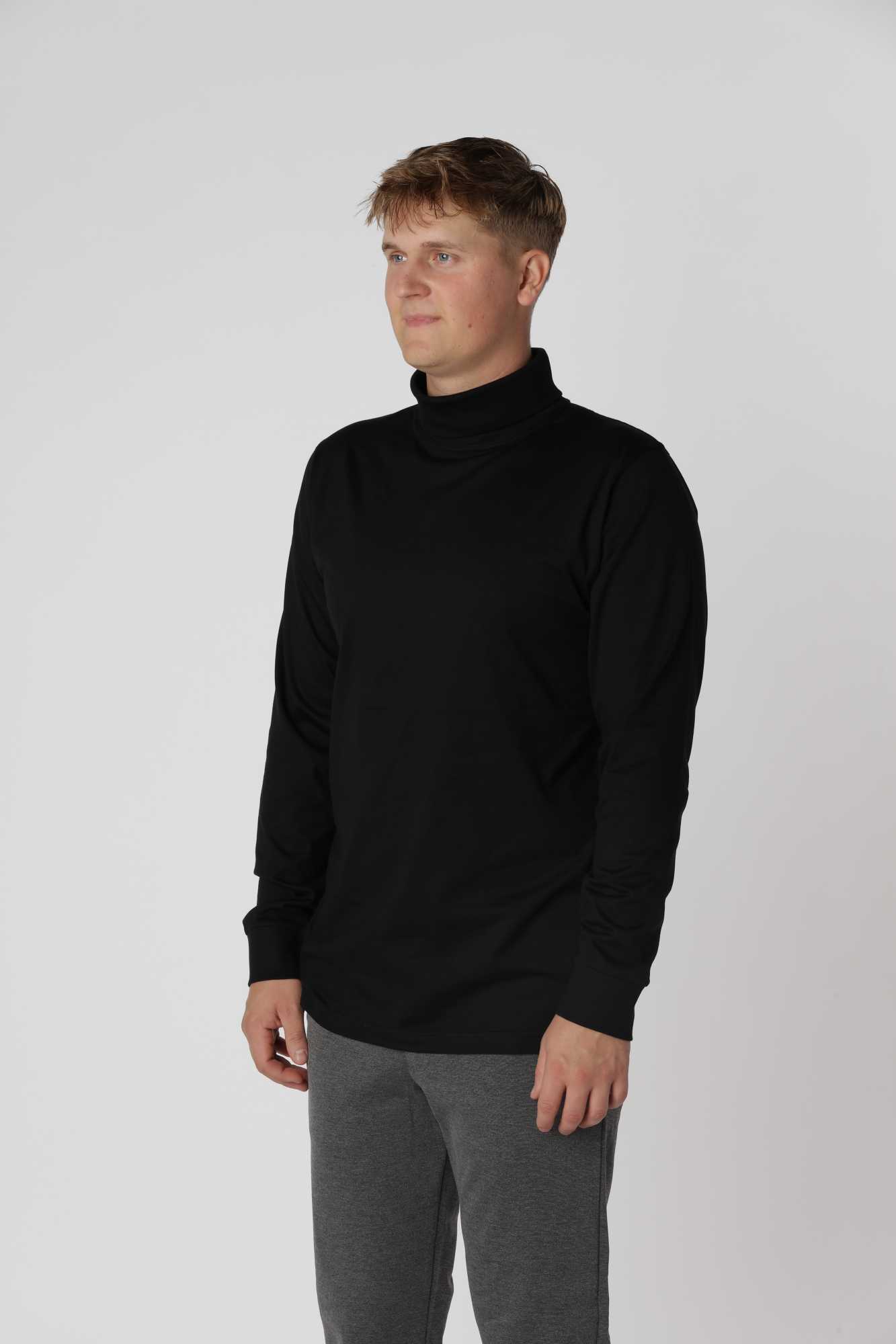 Elegant Sort Turtleneck T-shirt, perfekt kombineret med jeans, chinos eller under en blazer.