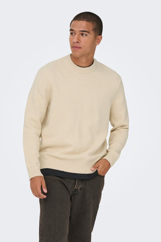Striktrøje - ONSJAMES, Oatmeal, ONLY & SONS