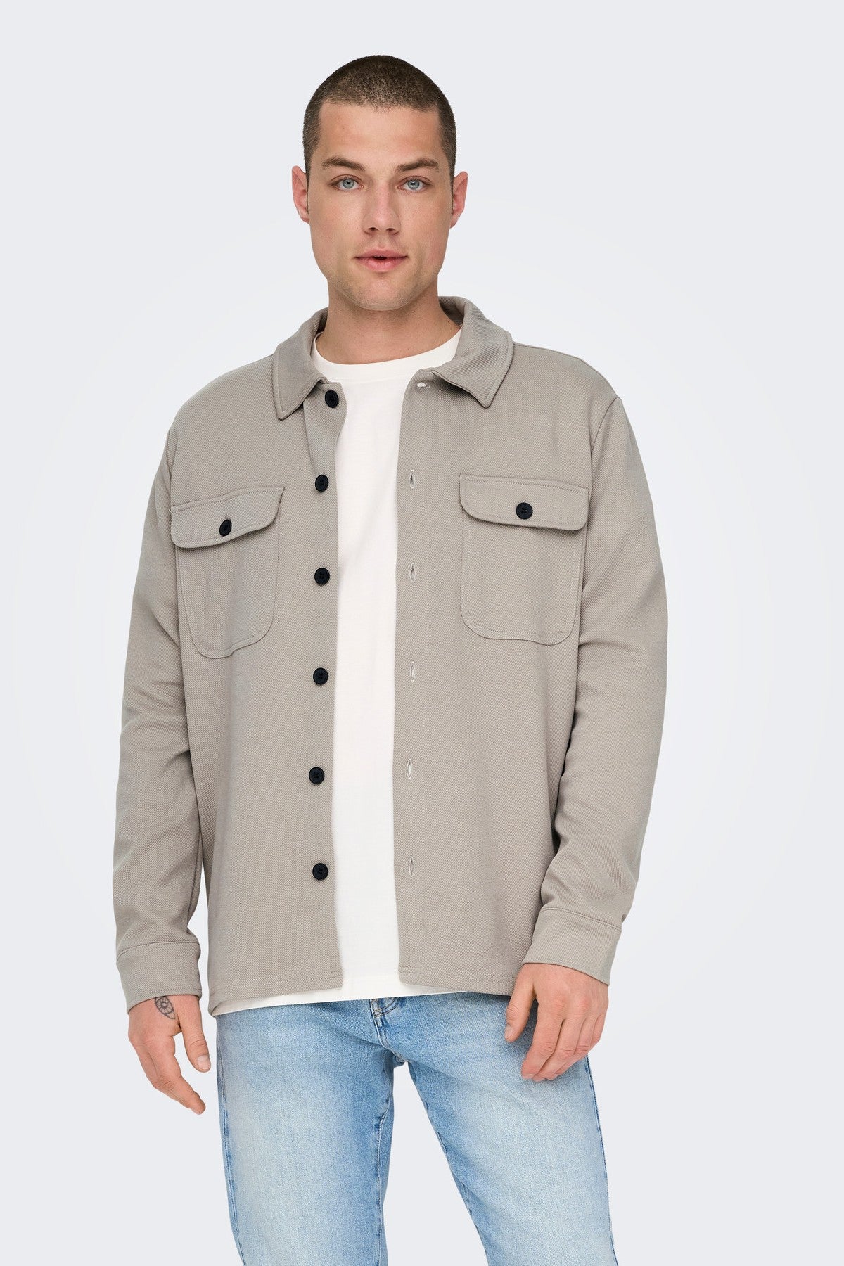 Vintage Khaki ONSNEWKODYL overshirt med regular fit og klassisk skjortekrave.